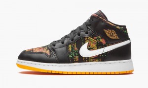 Nike Air Jordan 1 Mid GS 'Black / Laser Orange' Schoenen Kinderen Zwart Wit Oranje Nederland | 824375-TKE