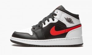 Nike Air Jordan 1 Mid GS 'Chile Red' Schoenen Kinderen Zwart Rood Wit Nederland | 714902-XJH