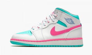 Nike Air Jordan 1 Mid GS 'Digitaal Pink' Schoenen Kinderen Wit Roze Nederland | 921436-YVR