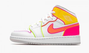 Nike Air Jordan 1 Mid GS 'Edge Glow' Schoenen Kinderen Wit Rood Roze Nederland | 721409-BAY