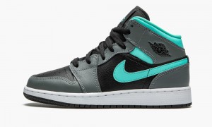 Nike Air Jordan 1 Mid GS 'Grey / Aqua' Schoenen Kinderen Zwart Groen Grijs Nederland | 479826-NIE