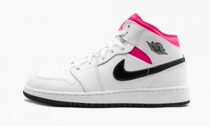 Nike Air Jordan 1 Mid GS 'Hyper Pink' Schoenen Kinderen Wit Zwart Roze Nederland | 683071-AMQ