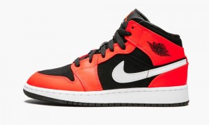 Nike Air Jordan 1 Mid GS 'Infrared' Schoenen Kinderen Zwart Wit Rood Nederland | 763042-KWM
