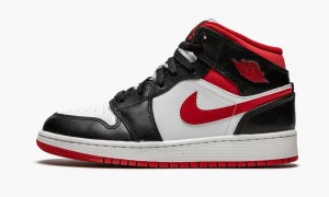 Nike Air Jordan 1 Mid GS 'Metallic Red' Schoenen Kinderen Wit Rood Zwart Nederland | 851927-VJQ