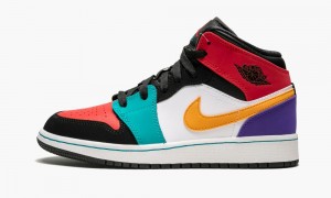 Nike Air Jordan 1 Mid (GS) 'Multicolor' Schoenen Kinderen Wit Rood Zwart Nederland | 879405-FNM