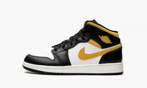 Nike Air Jordan 1 Mid GS 'Pollen / Black / White' Schoenen Kinderen Wit Zwart Nederland | 328574-VYQ