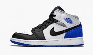 Nike Air Jordan 1 Mid GS 'Royal White' Schoenen Kinderen Wit Koningsblauw Zwart Nederland | 614985-CWF