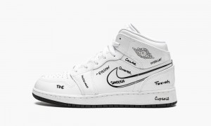 Nike Air Jordan 1 Mid GS 'Schematic' Schoenen Kinderen Wit Zwart Nederland | 278634-AHO