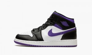 Nike Air Jordan 1 Mid (GS) Schoenen Kinderen Zwart Wit Nederland | 619270-LTU