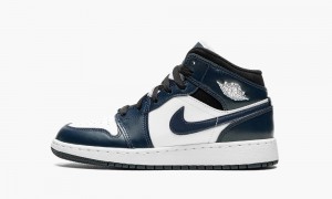 Nike Air Jordan 1 Mid GS Schoenen Kinderen Donkerblauw Wit Zwart Nederland | 529186-BGF