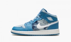 Nike Air Jordan 1 Mid (GS) Schoenen Kinderen Blauw Wit Nederland | 269713-UWI