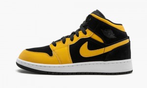 Nike Air Jordan 1 Mid GS Schoenen Kinderen Wit Zwart Goud Nederland | 032684-WZP