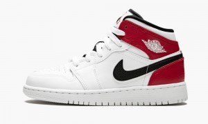 Nike Air Jordan 1 Mid (GS) Schoenen Kinderen Wit Zwart Rood Nederland | 613045-HTR