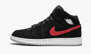 Nike Air Jordan 1 Mid (GS) Schoenen Kinderen Zwart Rood Nederland | 971652-UXH