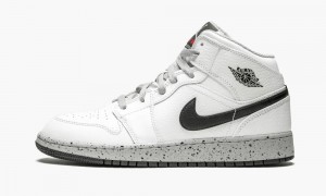 Nike Air Jordan 1 Mid (GS) Schoenen Kinderen Wit Zwart Grijs Nederland | 592843-AGH