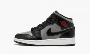 Nike Air Jordan 1 Mid GS 'Shadow / Red' Schoenen Kinderen Zwart Rood Grijs Nederland | 598104-WEQ
