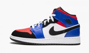 Nike Air Jordan 1 Mid (GS) 'Top 3' Schoenen Kinderen Wit Zwart Koningsblauw Nederland | 029681-NYG