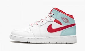 Nike Air Jordan 1 Mid (GS) 'Topaz Mist' Schoenen Kinderen Wit Rood Nederland | 028341-KSU