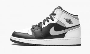 Nike Air Jordan 1 Mid GS 'White Shadow' Schoenen Kinderen Zwart Wit Grijs Nederland | 013978-DEM
