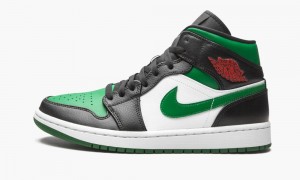 Nike Air Jordan 1 Mid 'Green Neus' Schoenen Heren Zwart Rood Wit Diepgroen Nederland | 021638-ARM