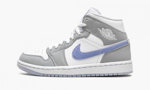 Nike Air Jordan 1 Mid 'Grey Blue' Schoenen Dames Wit Grijs Nederland | 347802-GVK