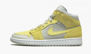 Nike Air Jordan 1 Mid 'Grey Fog / Lemon Wash' Schoenen Heren Citroen Lichtturkoois Wit Nederland | 319285-XTD