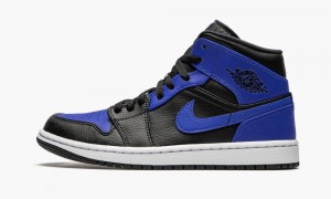 Nike Air Jordan 1 Mid 'Hyper Royal' Schoenen Heren Zwart Koningsblauw Wit Nederland | 094256-DEC