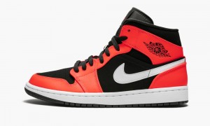 Nike Air Jordan 1 Mid 'Infrared 23' Schoenen Heren Zwart Wit Rood Nederland | 159746-CZV