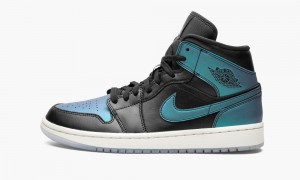 Nike Air Jordan 1 Mid 'Iridescent' Schoenen Dames Zwart Wit Gekleurd Nederland | 249318-TNB