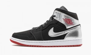 Nike Air Jordan 1 Mid 'Johnny Kilroy' Schoenen Heren Zwart Rood Metal Zilver Nederland | 068351-OLT