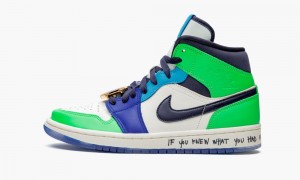 Nike Air Jordan 1 Mid 'Melody Ehsani - Fearless' Schoenen Dames Wit Zwart Blauw Nederland | 920785-WEN