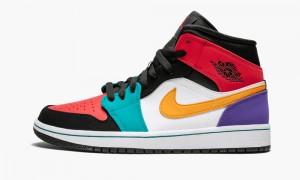 Nike Air Jordan 1 Mid 'Multicolor' Schoenen Heren Wit Rood Zwart Nederland | 142965-BPA