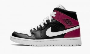 Nike Air Jordan 1 Mid 'Noble Red' Schoenen Dames Zwart Wit Rood Nederland | 706391-DRM