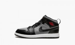 Nike Air Jordan 1 Mid PS 'Black / Shadow Grey' Schoenen Kinderen Zwart Rood Grijs Nederland | 298763-FOX