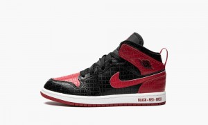 Nike Air Jordan 1 Mid PS 'Bred Text' Schoenen Kinderen Zwart Rood Wit Nederland | 834651-EIZ