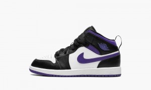 Nike Air Jordan 1 Mid PS 'Dark Iris' Schoenen Kinderen Zwart Wit Nederland | 836942-BZO