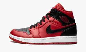 Nike Air Jordan 1 Mid 'Reverse Bred' Schoenen Heren Rood Zwart Wit Nederland | 136805-CKQ