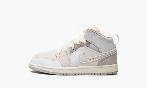 Nike Air Jordan 1 Mid SE Craft PS Schoenen Kinderen Wit Grijs Nederland | 693817-DMJ