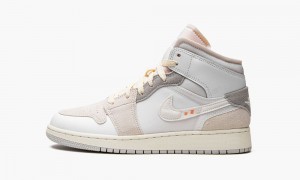 Nike Air Jordan 1 Mid SE Craft Schoenen Kinderen Wit Grijs Nederland | 245918-AMI