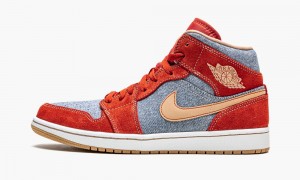 Nike Air Jordan 1 Mid SE 'Denim Red Suede' Schoenen Heren Rood Wit Nederland | 293045-RSE