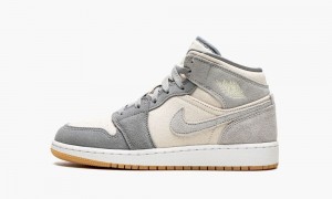 Nike Air Jordan 1 Mid SE GS 'Coconut Milk / Particle Grey' Schoenen Kinderen Grijs Nederland | 183076-BPV