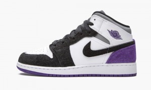 Nike Air Jordan 1 Mid SE GS 'Court Purple Suede' Schoenen Kinderen Wit Paars Zwart Nederland | 962730-ORN