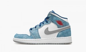 Nike Air Jordan 1 Mid SE GS 'French Blue' Schoenen Kinderen Blauw Rood Wit Nederland | 154760-DUE