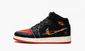 Nike Air Jordan 1 Mid SE GS 'Siempre Familia' Schoenen Kinderen Zwart Rood Nederland | 790413-SMV