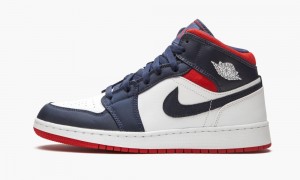 Nike Air Jordan 1 Mid SE GS 'USA' Schoenen Kinderen Donkerblauw Wit Rood Nederland | 271698-QIU