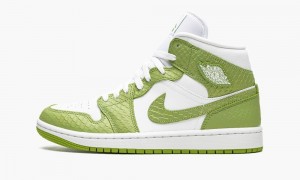 Nike Air Jordan 1 Mid SE 'Green Python' Schoenen Dames Wit Groen Wit Nederland | 205634-YHV