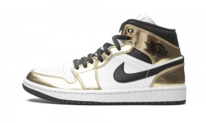 Nike Air Jordan 1 Mid SE 'Metallic Gold' Schoenen Heren Metal Goud Zwart Wit Nederland | 682037-YHR