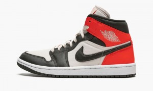 Nike Air Jordan 1 Mid SE 'Newsprint' Schoenen Dames Rood Zwart Nederland | 687215-ZWP