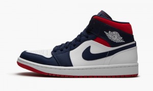 Nike Air Jordan 1 Mid SE 'Olympic - USA' Schoenen Heren Wit Blauw Nederland | 096432-OVI
