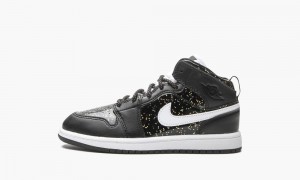 Nike Air Jordan 1 Mid SE PS 'Black Glitter' Schoenen Kinderen Zwart Wit Goud Nederland | 723854-CMU